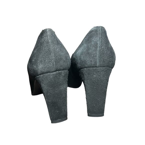 Stuart weitzman Black suede slip on square toe heels size 7 1/2 Y2K 90's style - Picture 7 of 11